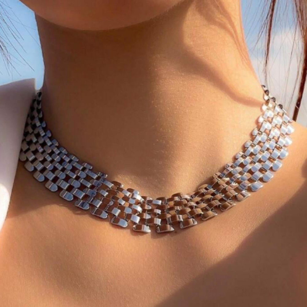 1pc "Napier" Fashionable Hip-Hop Style Alloy Women Chain Necklace, Chocker.NWT